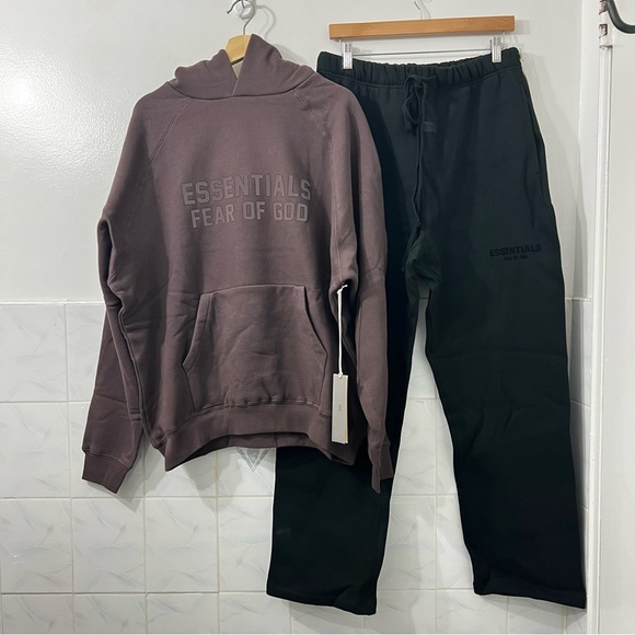 Fear of God Other - NWT Fear of God Essentials Hoodie & Sweatpants Set Plum Black Oversized Large